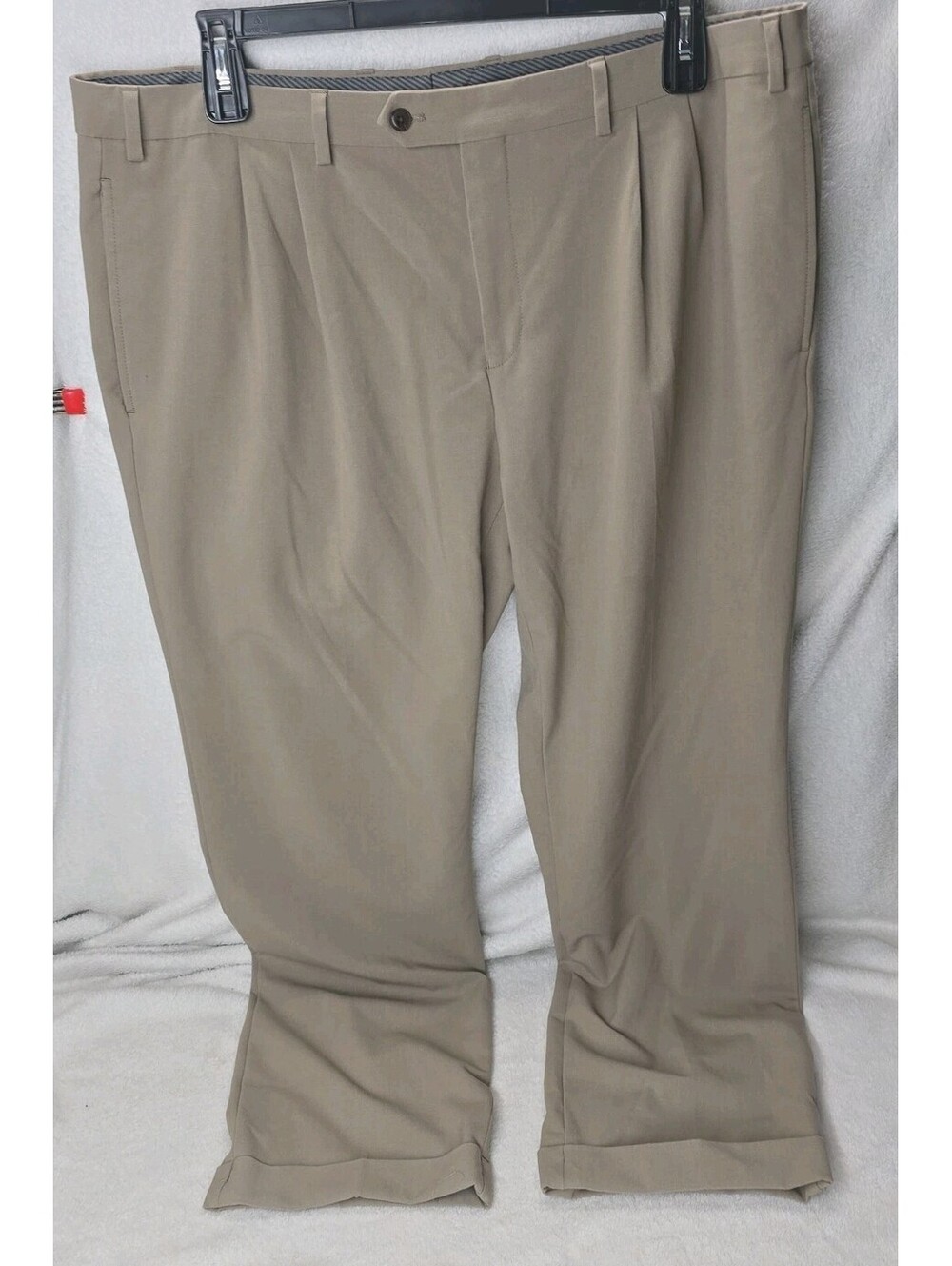 Michael Kors Men's Khaki Dress Pants Pleated Front 40/30 Cuffed Legs